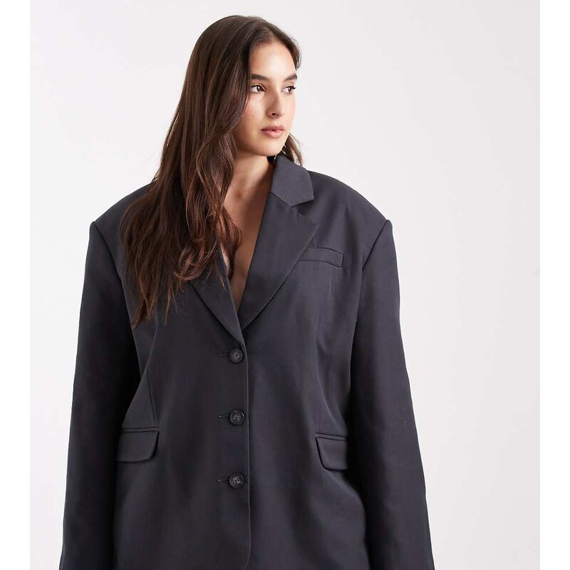 ASOS DESIGN Curve tailored wool blend oversized power shoulder blazer 109333180