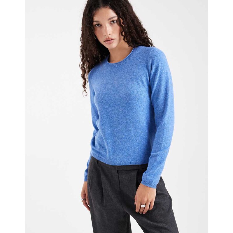 ONLY round neck long sleeve knitted top in blue