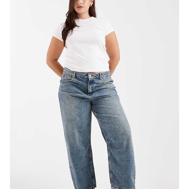 ASOS Curve ASOS DESIGN Curve ankle grazer barrel jeans with cinch 115514906