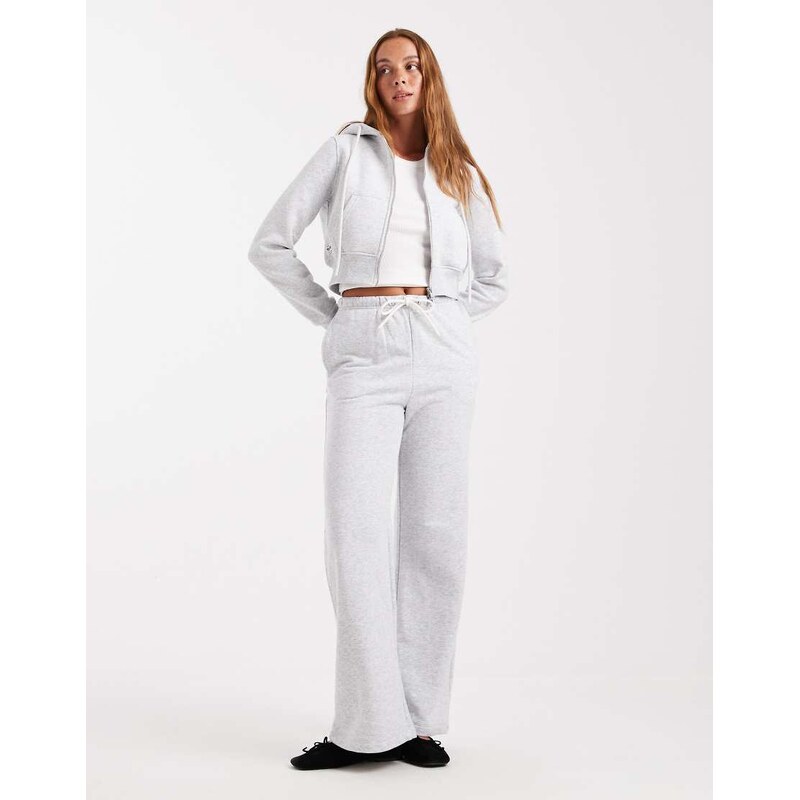 Cotton On classic fleece wide leg sweatpant in soft grey marle