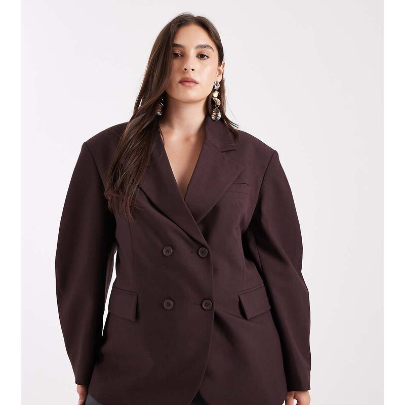 ASOS DESIGN Curve tailored cocoon sleeve double breasted blazer