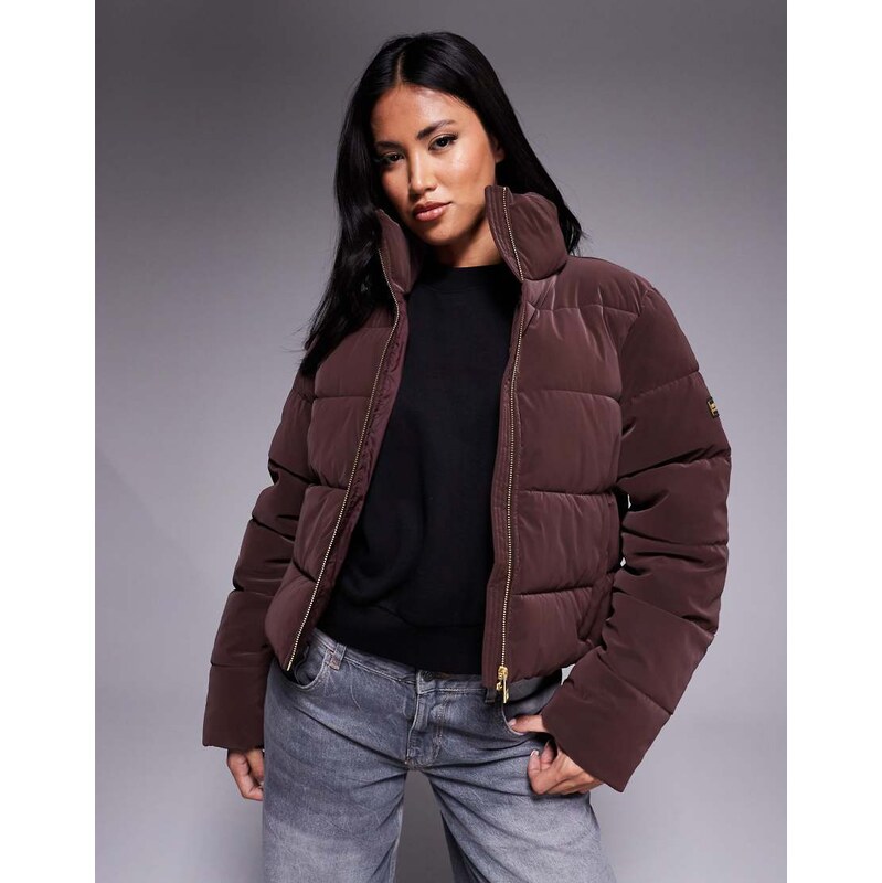 Barbour International Hudson velvet touch puffer jacket in burgundy 109615311