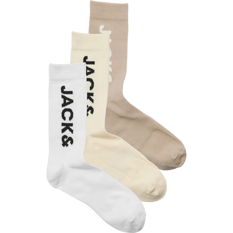 JACK & JONES Ponožky JACHARLEY šedobéžová / světle šedá / černá