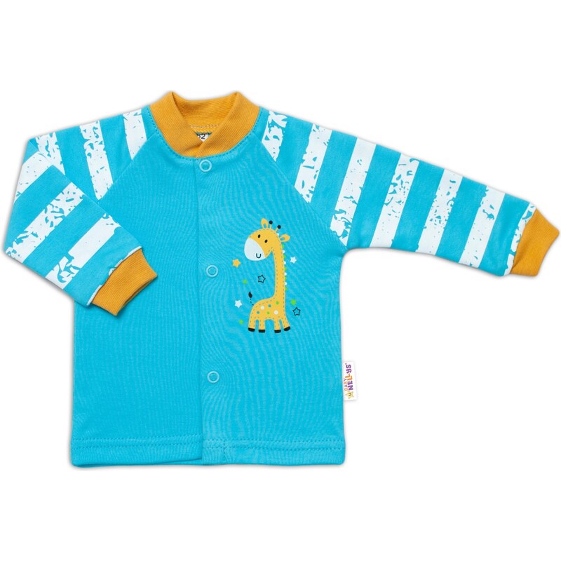 Baby Nellys Bavlněná košilka Giraffe, tyrkysová 99059631