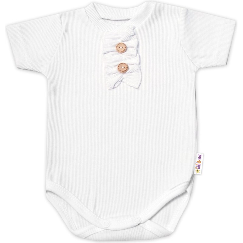 Baby Nellys Kojenecké žebrované body s knoflíčky kr. rukáv, Girl - 99060329