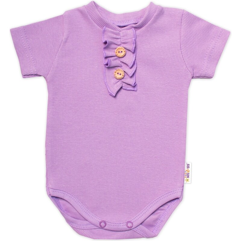 Baby Nellys Kojenecké žebrované body s knoflíčky kr. rukáv, Girl - 99060330