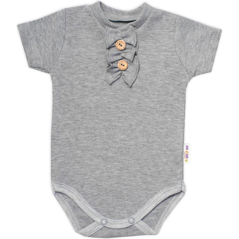 Baby Nellys Kojenecké žebrované body s knoflíčky kr. rukáv, Girl - 99060662
