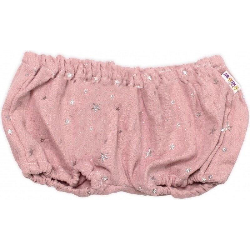 Baby Nellys Mušelínové letní kraťasky Stars pudrové 99060666