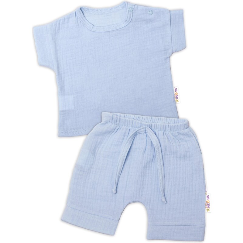 Baby Nellys 2-dílná mušelínová soupravička, tričko + kraťasky BOY, 99062338