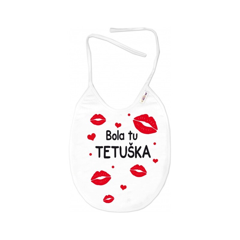 Baby Nellys Nepromokavý bryndáček Bola tu Tetuška 24 x 27 cm - bílý 99844462