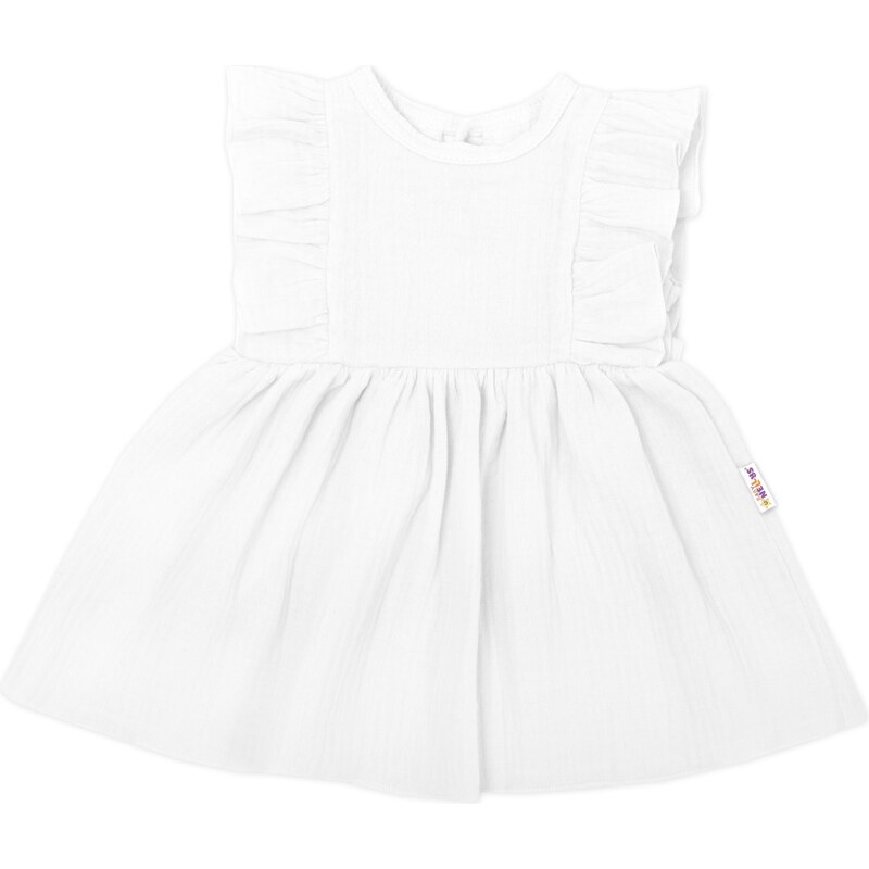 Baby Nellys Lehké mušelínové šatičky pro holčičky, bílé 99844765