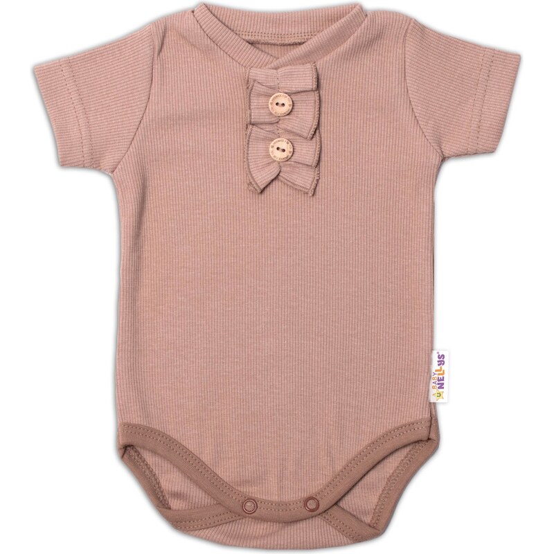 Baby Nellys Kojenecké žebrované body s knoflíčky kr. rukáv, Girl - 99927414