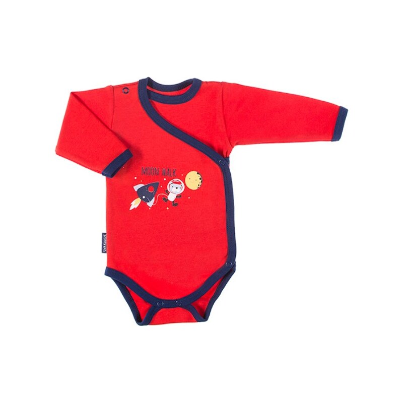 EEVI Kojenecké body dl. rukáv, zapínání bokem Cosmos - červené s 99890474