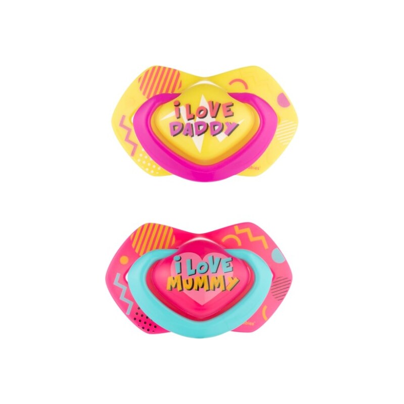 Canpol Babies 2 ks symetrických silikonových dudlíků, +18m, Neon Love 109334678