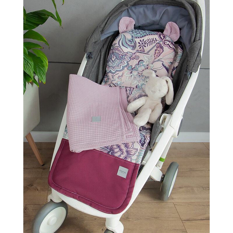 Baby Nellys 2-dílná sada do kočárku Vafel + bavlna PREMIUM, Květy - 109334697