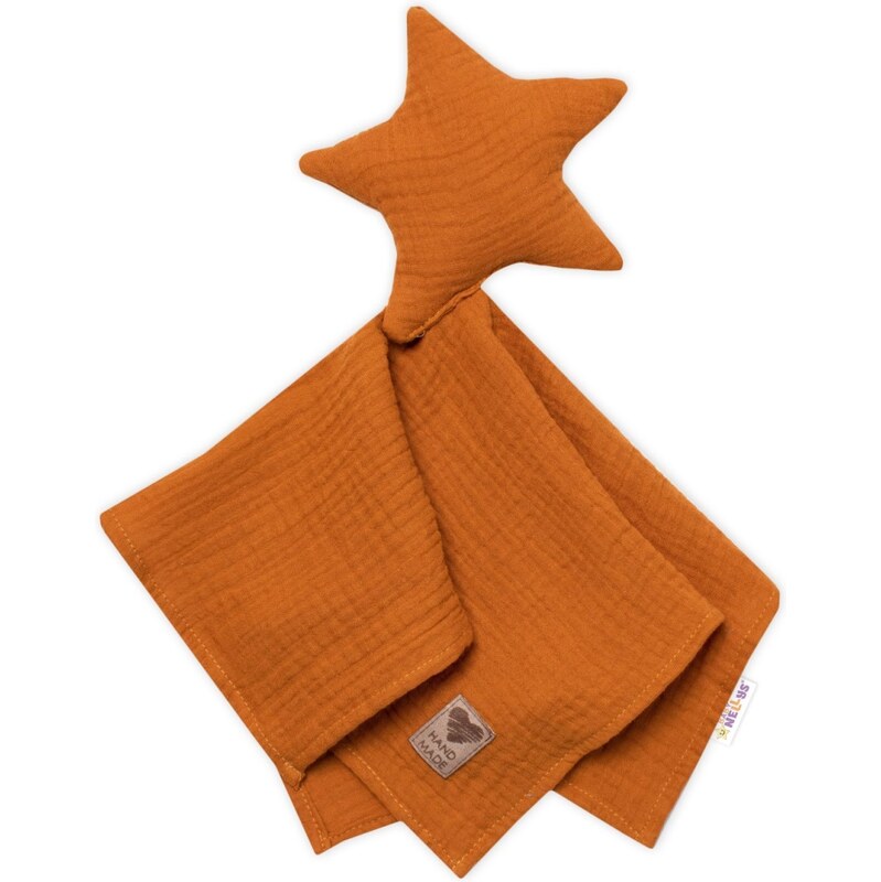 Baby Nellys Mušelínový mazlíček, přítulníček Hvězdička, cihlový 99059040