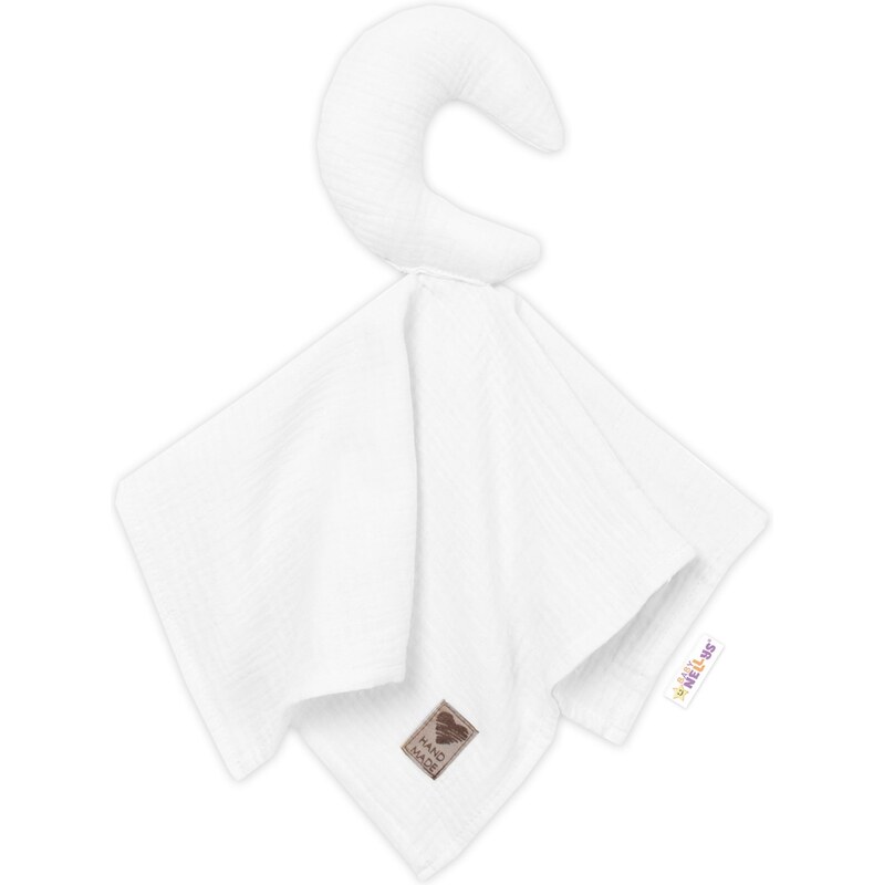 Baby Nellys Mušelínový mazlíček, přítulníček Měsíček, bílý 99060349