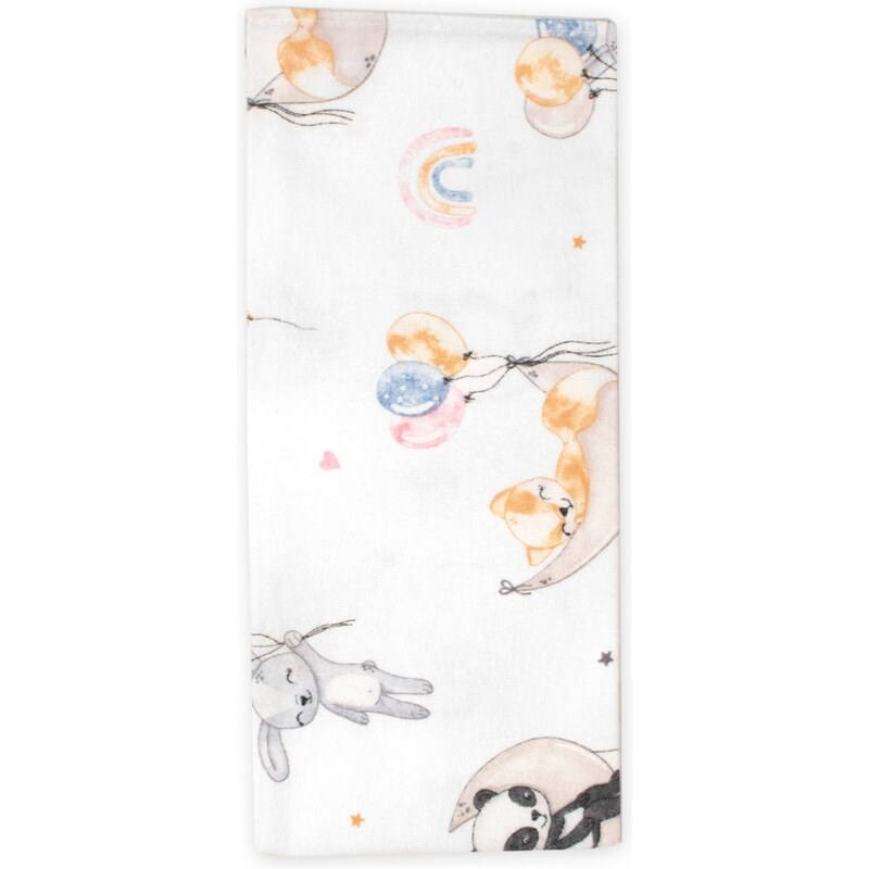 Baby Nellys Flanelová plenka, 70x80 cm - Balónek a duha, bílá 109335589
