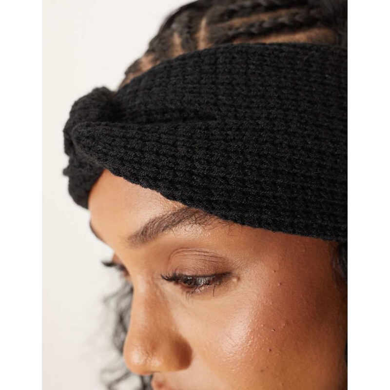 ASOS DESIGN textured knit headband in black 109336810