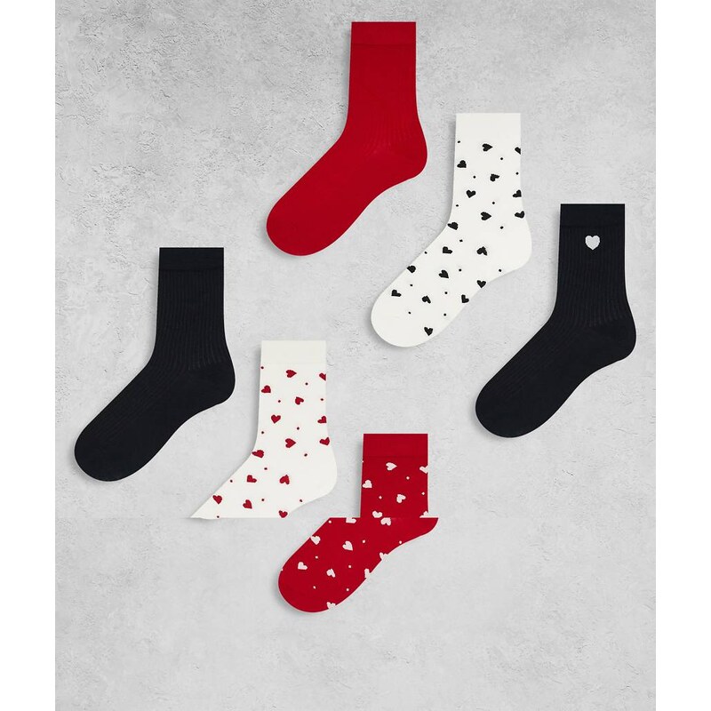 Lindex 7 pack heart and dot printed socks in multi 109336864