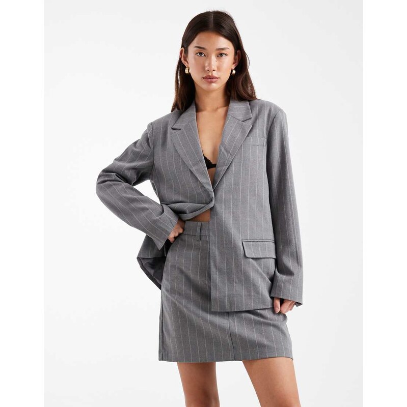 Object stretch tailored mini skirt co-ord in grey pinstripe 110956376