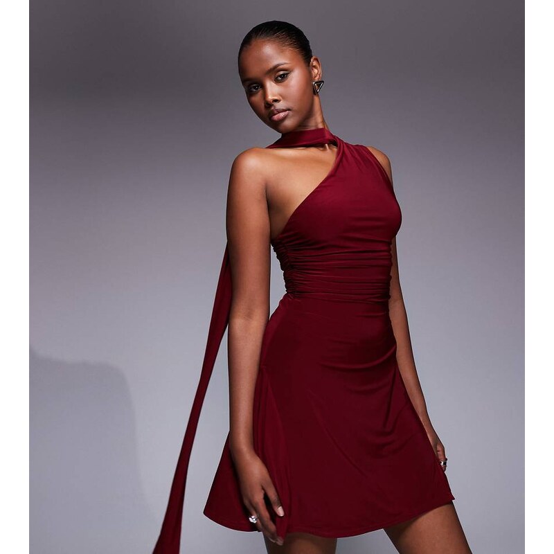 Kaiia exclusive double layered slinky one shoulder scarf detail skater 109336904