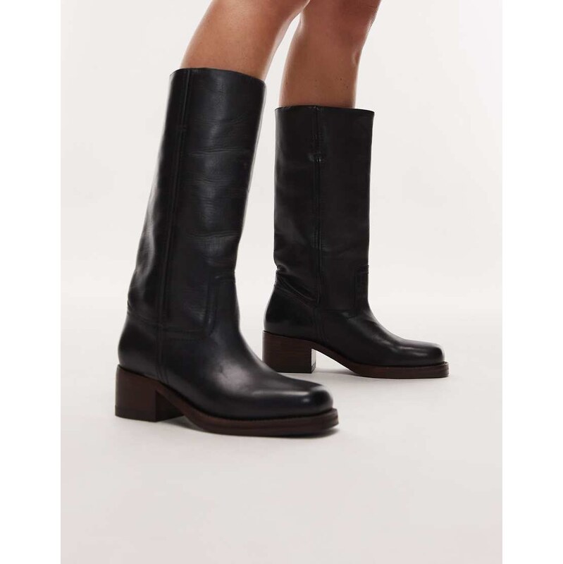 Bronx Ky-ley knee boot in vintage leather black