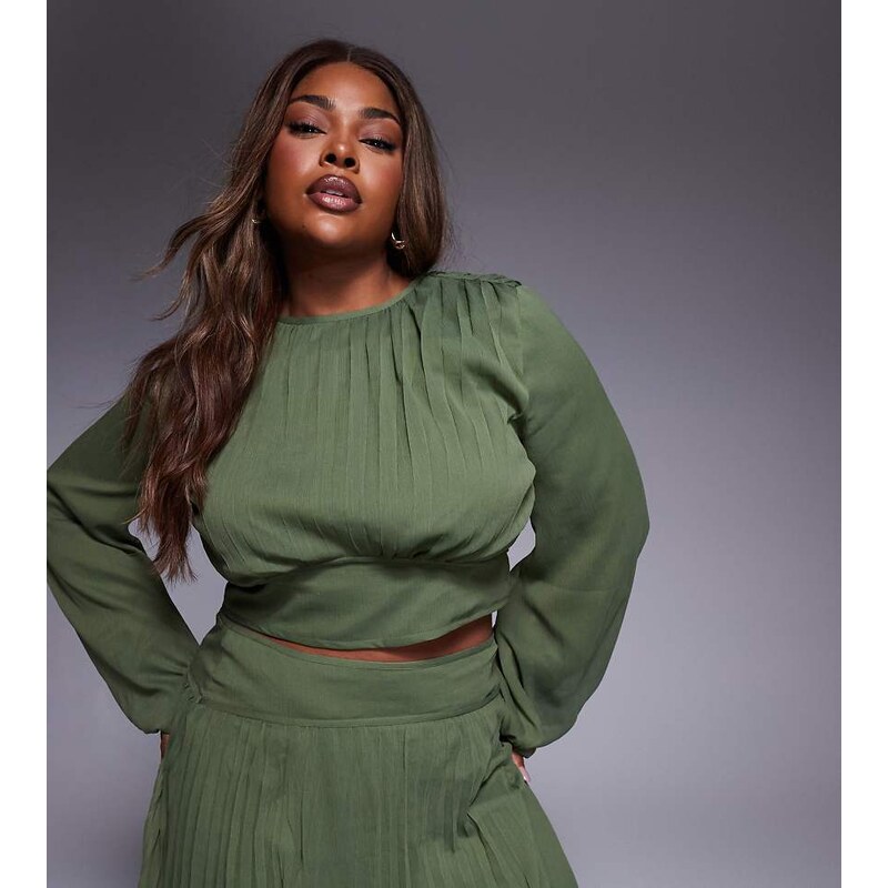 ASOS Curve ASOS DESIGN Curve pleated waist detail co-ord long