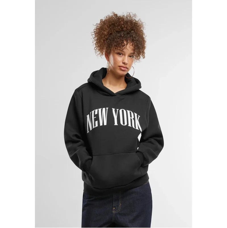 Mister Tee Dámská černá chlupatá mMikina s kapucí New York