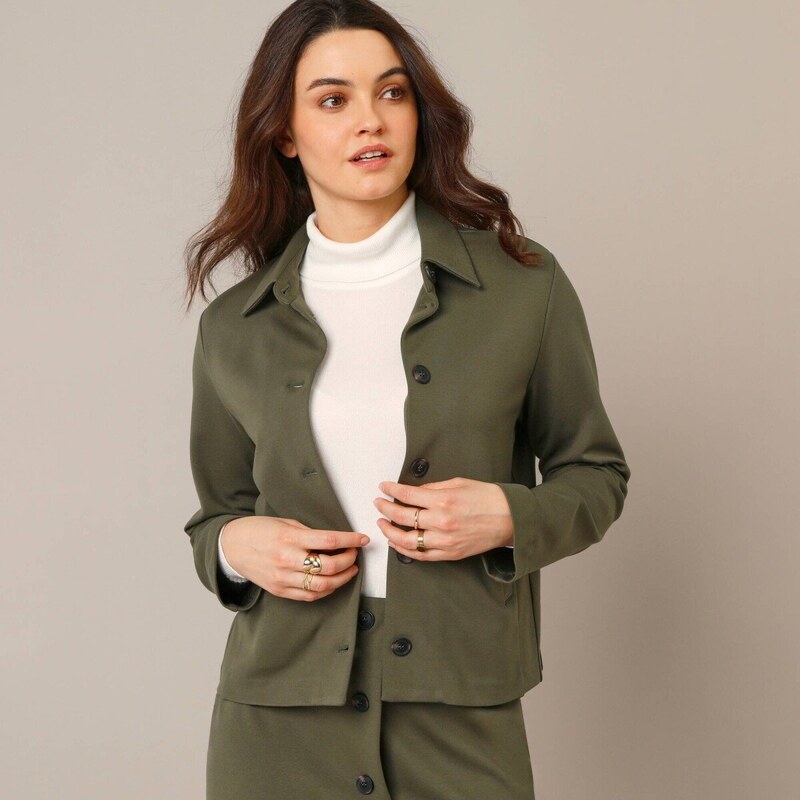 Blancheporte Bunda na knoflíky, z úpletu Milano khaki 109337819