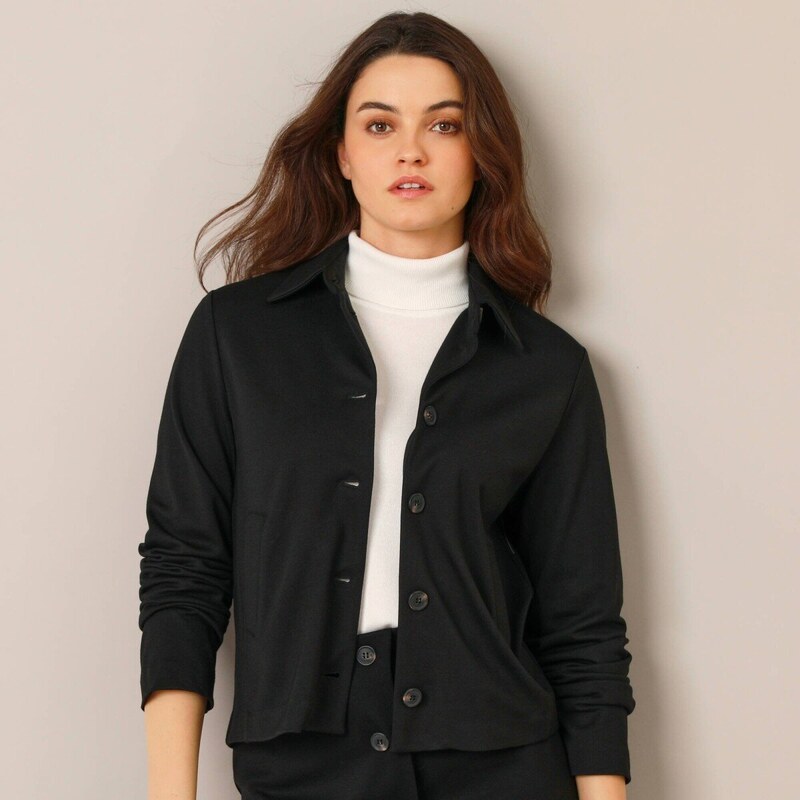 Blancheporte Bunda na knoflíky, z úpletu Milano černá 109337828