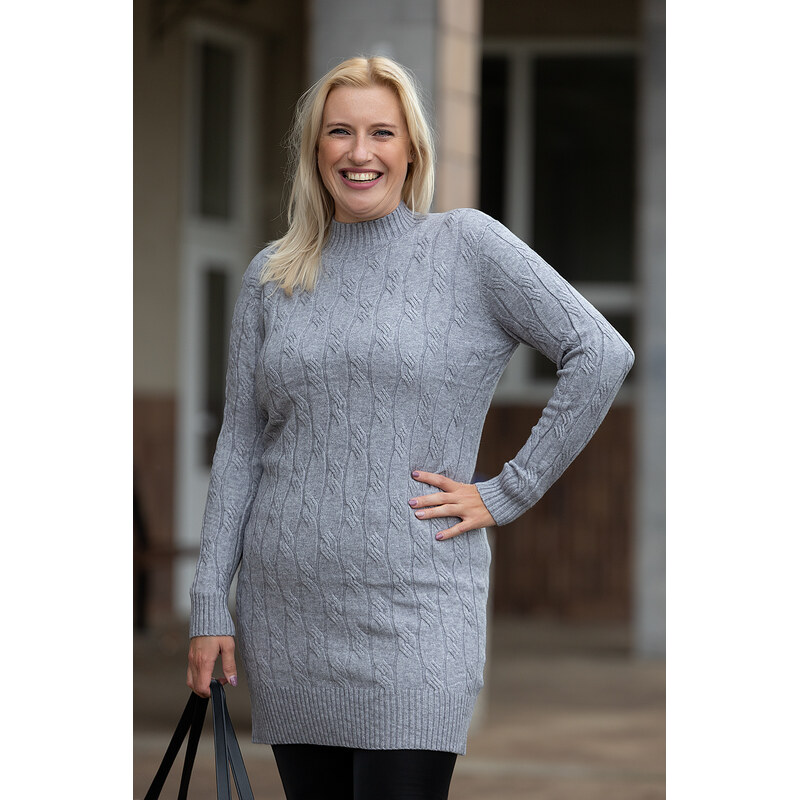 Ji Fan Svetrové šaty BAMBI [LV8830] Barva: Šedá, Velikost: M/L 109337878