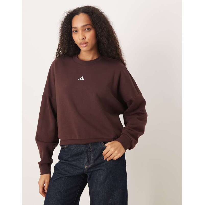 adidas Originals adidas Sportswear fleece sweatshirt in brown