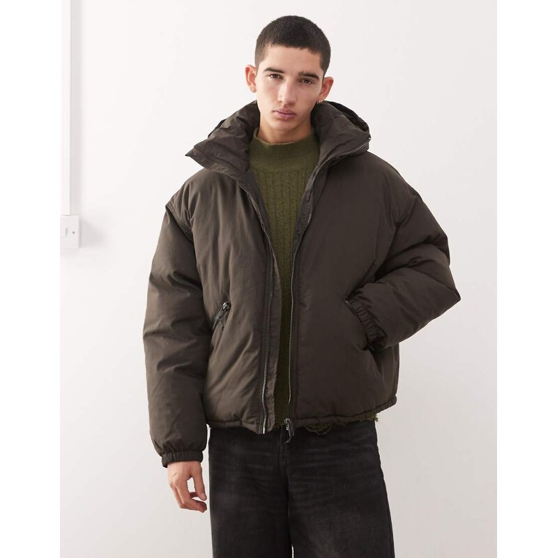 Weekday Floyd puffer bomber in chocolate brown