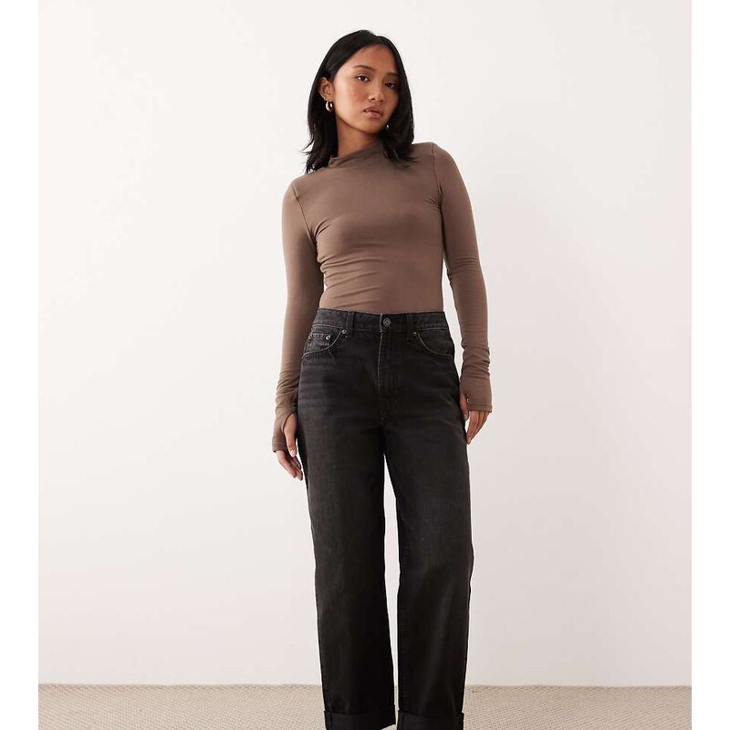 ASOS Petite ASOS DESIGN Petite high rise relaxed mom jeans in black 115513638