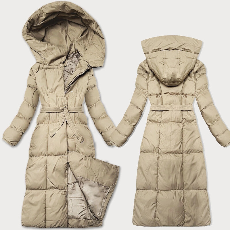 Dámská zimní bunda s páskem J Style světle béžová (5M3227-62) 109339886