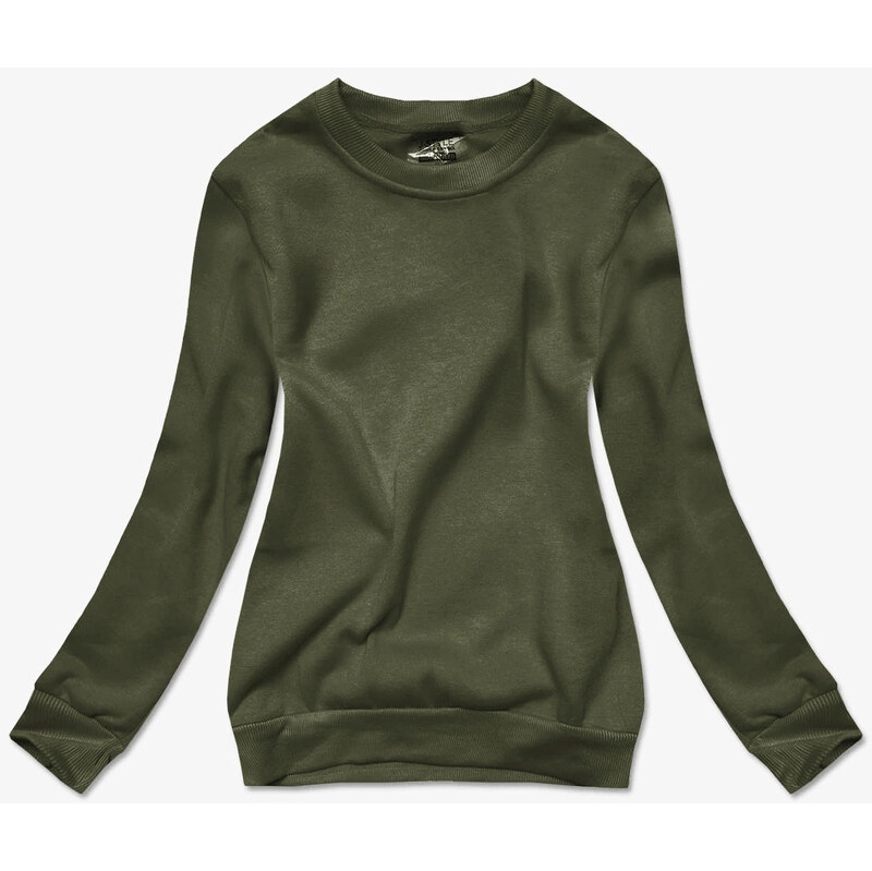 J.STYLE Dámská mikina s žebrovanými manžetami olivová (W01-29) 109340054