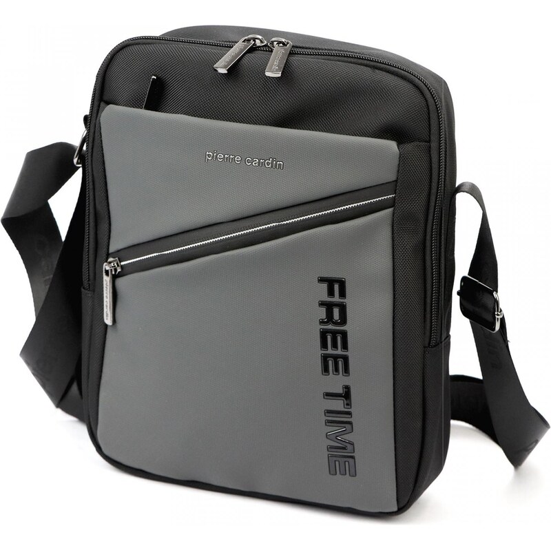 Trendy pánská textilní crossbody taška Pierre Cardin Leroy, šedá