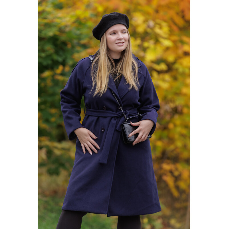 Italy fashion Elegantní zimní kabát SIGMA Barva: Tmavě modrá, Velikost 109340497