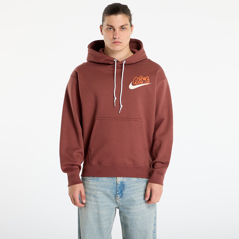 Mikina Nike Solo Swoosh Mens Fleece Hoodie Red Sepia XS