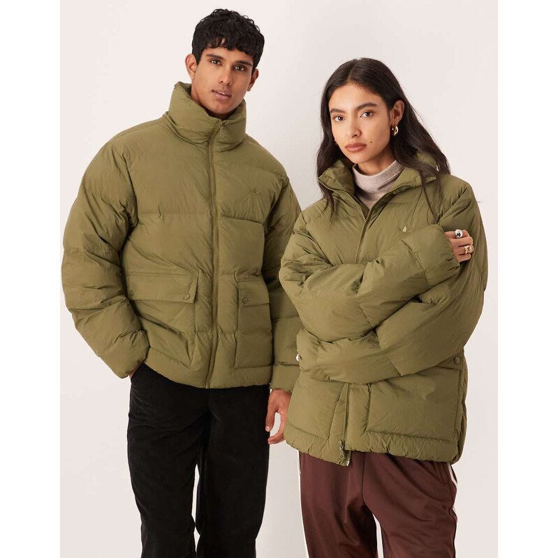 adidas Originals puffer coat in khaki-Green 109354024