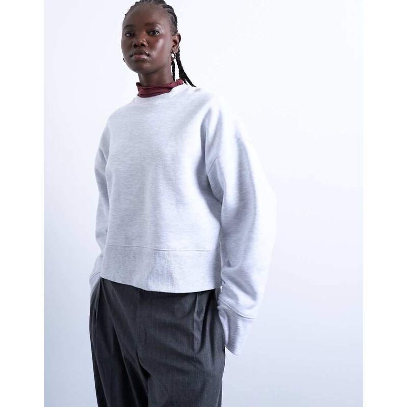 Topshop premium heavyweight oversized sweat in ash grey 115121404