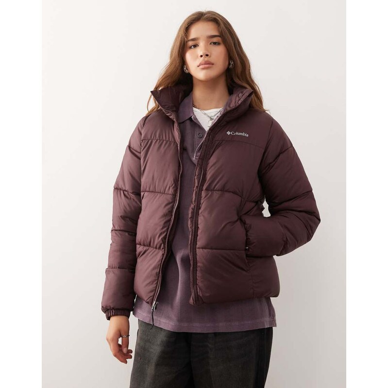 Columbia Puffect II full zip puffer coat in burgundy-Red 109346970