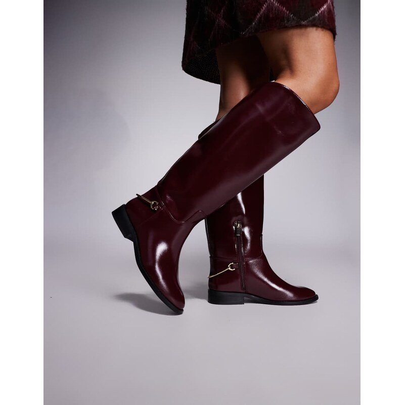 River Island riding knee boots in red 109346981