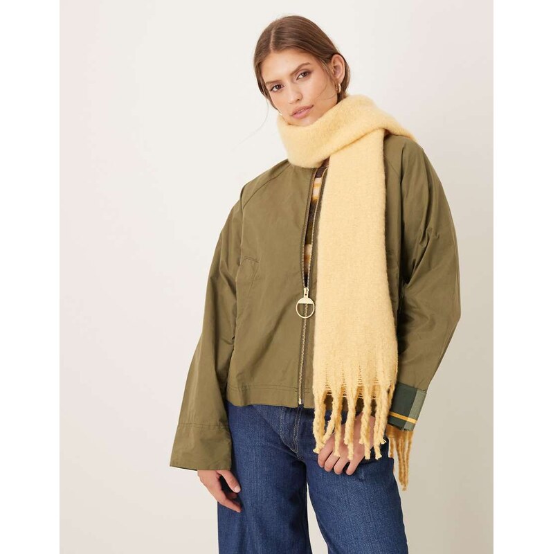 Accessorize skinny super fluffy scarf in butter yellow