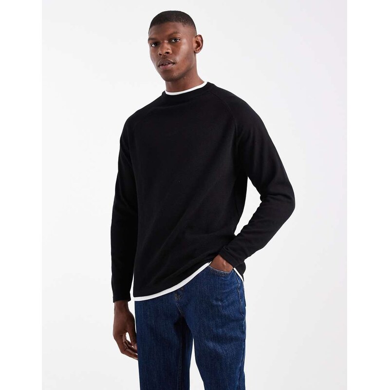 Threadbare crew neck knitted jumper in black
