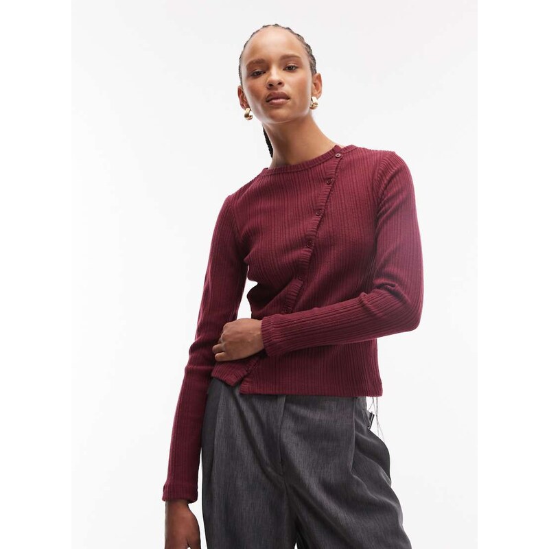 ASOS DESIGN Supersoft brushed rib long sleeve top with