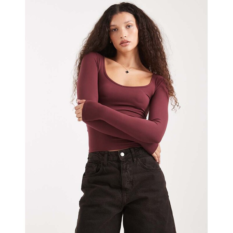 Cotton On hold me long sleeve top in sour cherry-Red