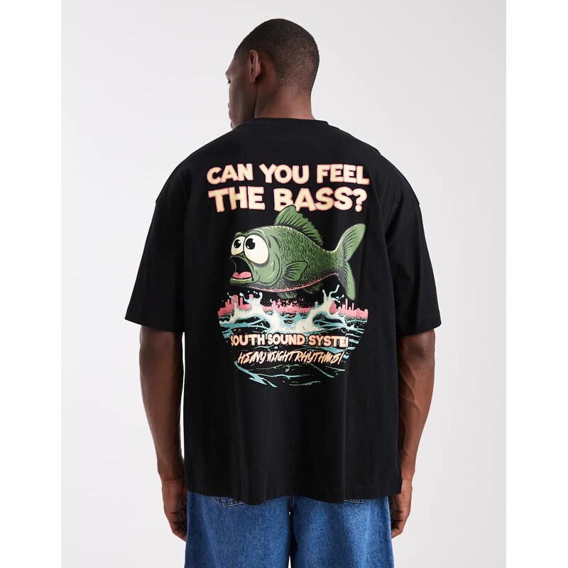 ASOS DESIGN oversized t-shirt with cartoon graphic in black