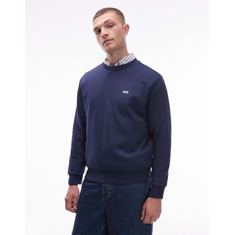 Vans left chest logo regular fit sweatshirt in navy blue